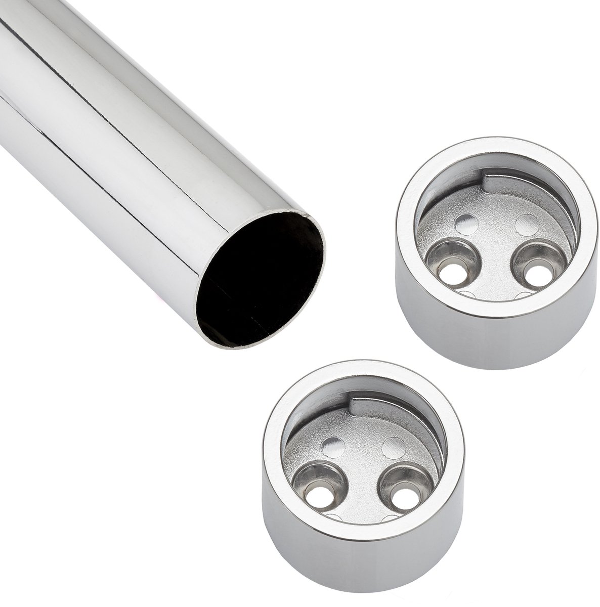 SOTECH garderobestangset 1160 mm cilindrische garderobestang chroom gepolijst bestaande uit kledingstang incl. 1 paar cilindrische garderaillagers
