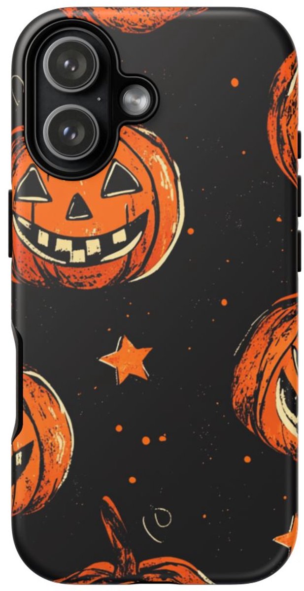 Grunge Halloween Pompoenenpatroon – Telefoonhoesje Geschikt voor iPhone 17