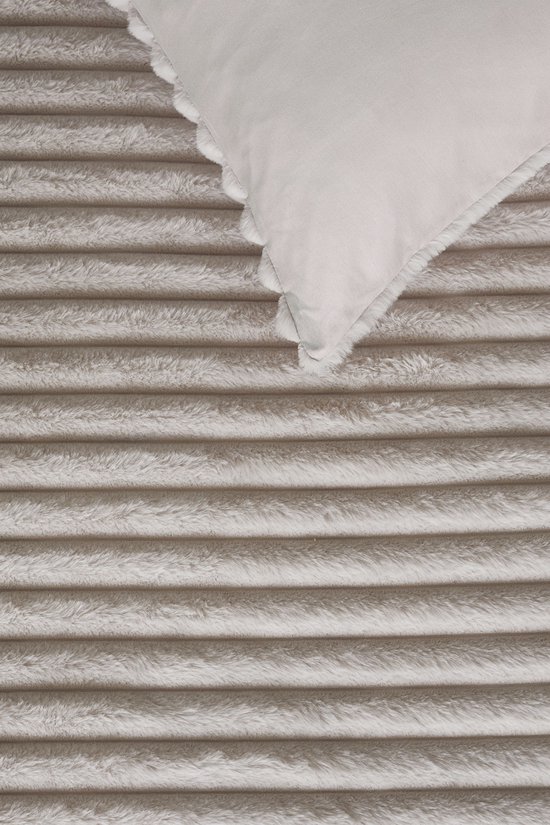 Rivièra Maison Furry Stripes dekbedovertrek - Eenpersoons - 140 x 200/220 cm - Gebroken wit van Merkloos — afbeelding 4
