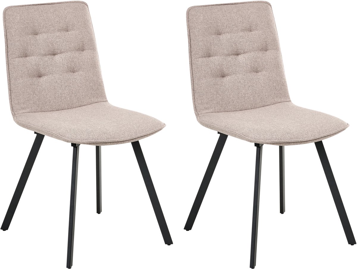 CARVER - Eetkamerstoel set van 2 - Lichtbruin - Polyester