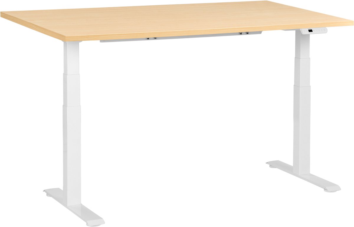 Beliani DESTINES - Elektr bureau - Wit/Lichtbruin - 160 x 72 cm - Vezelplaat