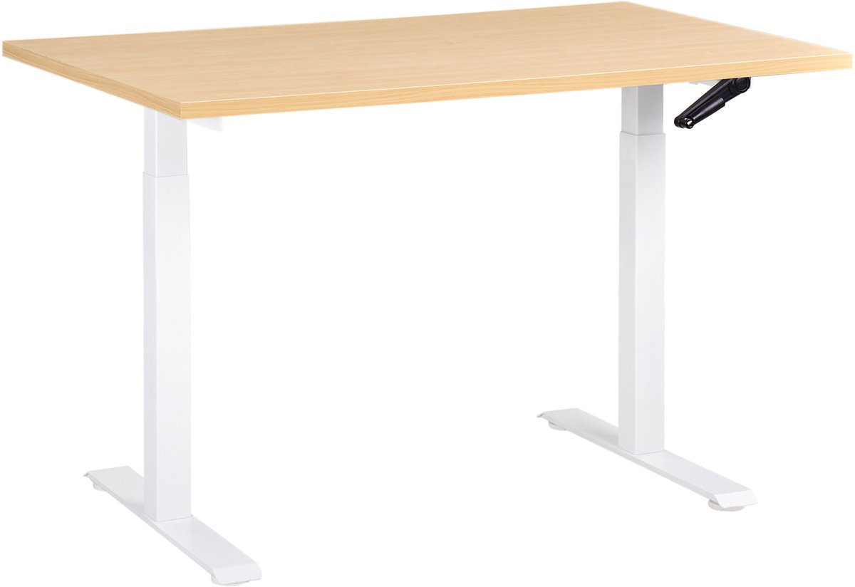 DESTINES - Verstelbaarbureau - Wit/Lichtbruin - 120x72 cm - Vezelplaat