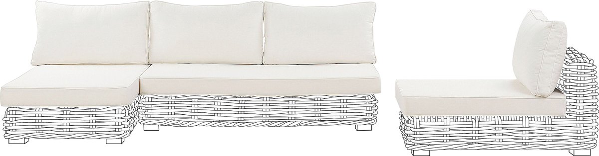 BELIANI VARALLO - Set kussenhoezen voor buiten - Gebroken wit - Polyester