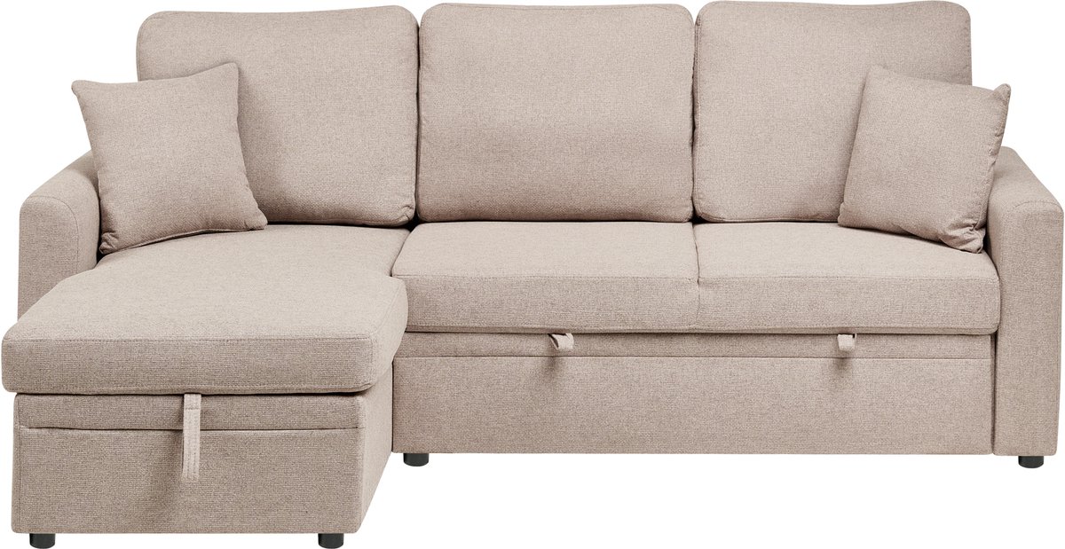 NASSJO - Hoekslaapbank - Lichtbruin - Rechtszijdig - Polyester/Linnen