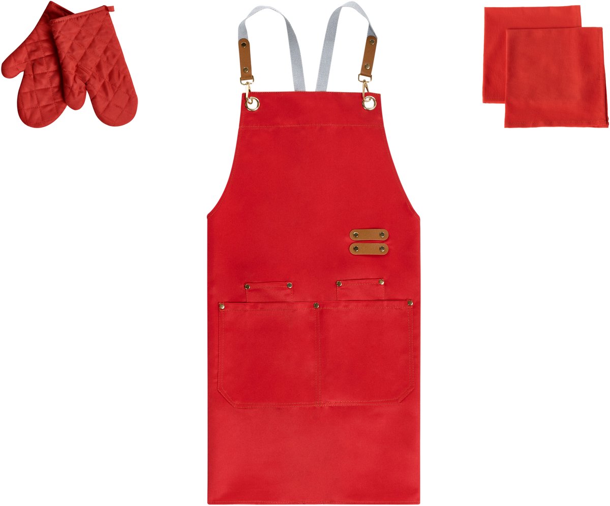 BELIANI BRASSICA - Keukentextiel set - Rood - Polyester