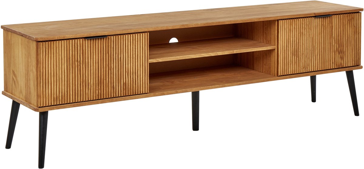 Beliani TIMMINS - TV-meubel - Lichthout - Dennenhout Bruin