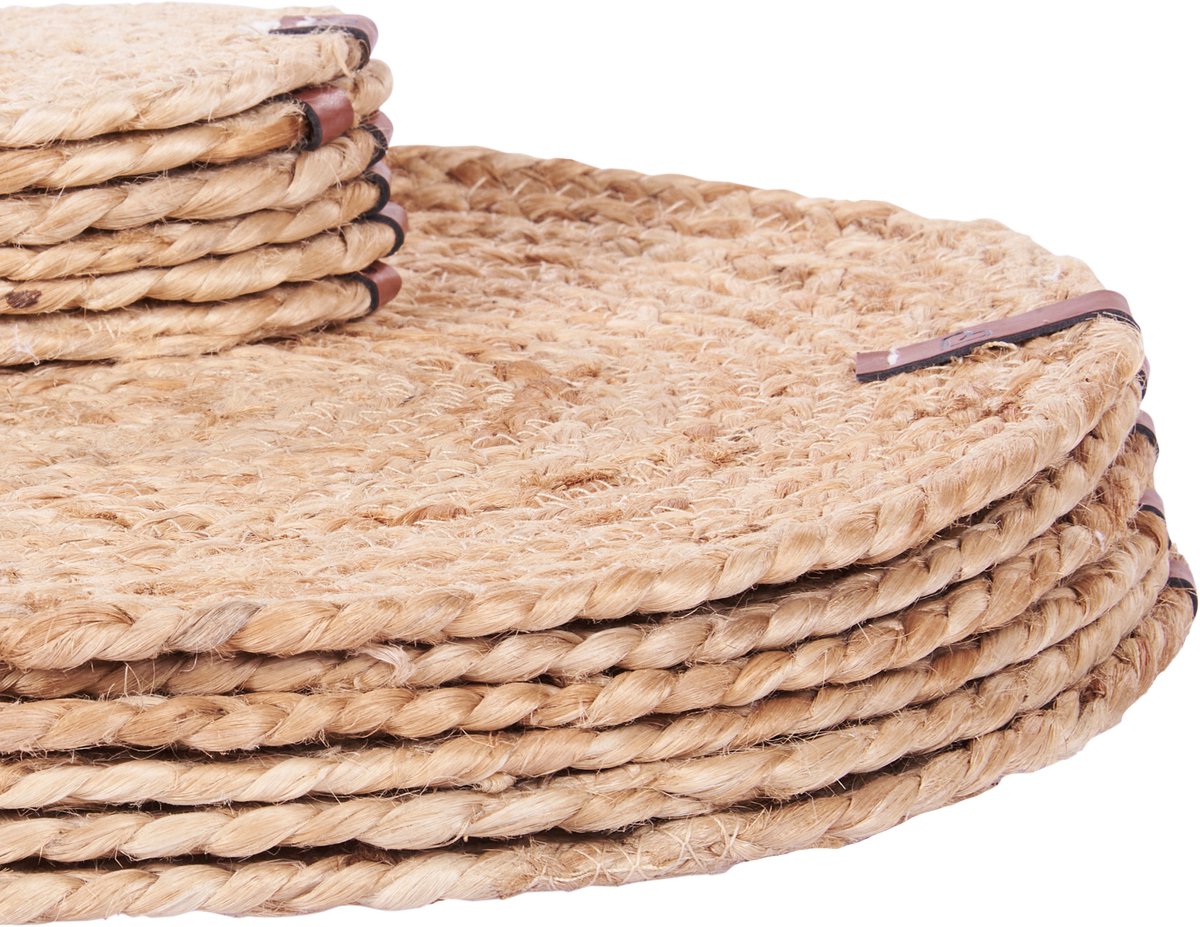 BELIANI BUSHYLARK - Set van 12 placemats en onderzetters - Natuurlijk - Jute