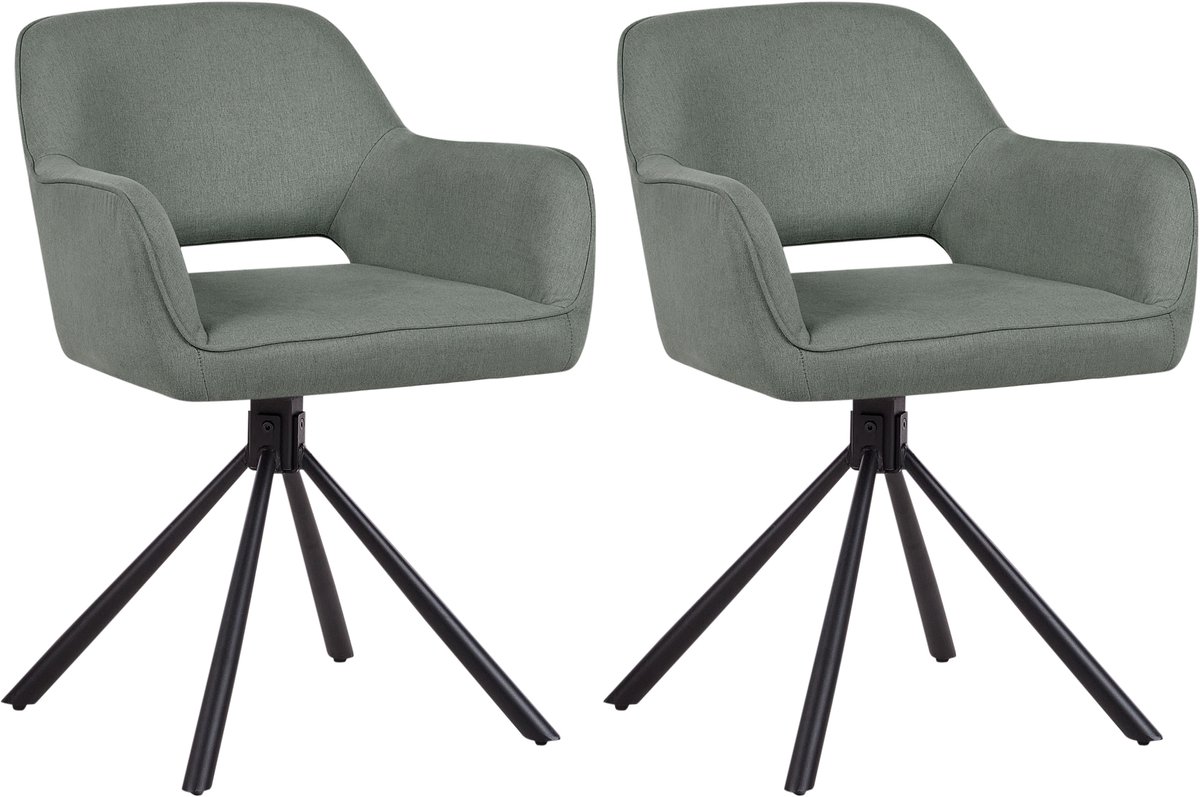 LOURES - Eetkamerstoel set van 2 - Donkergroen - Polyester
