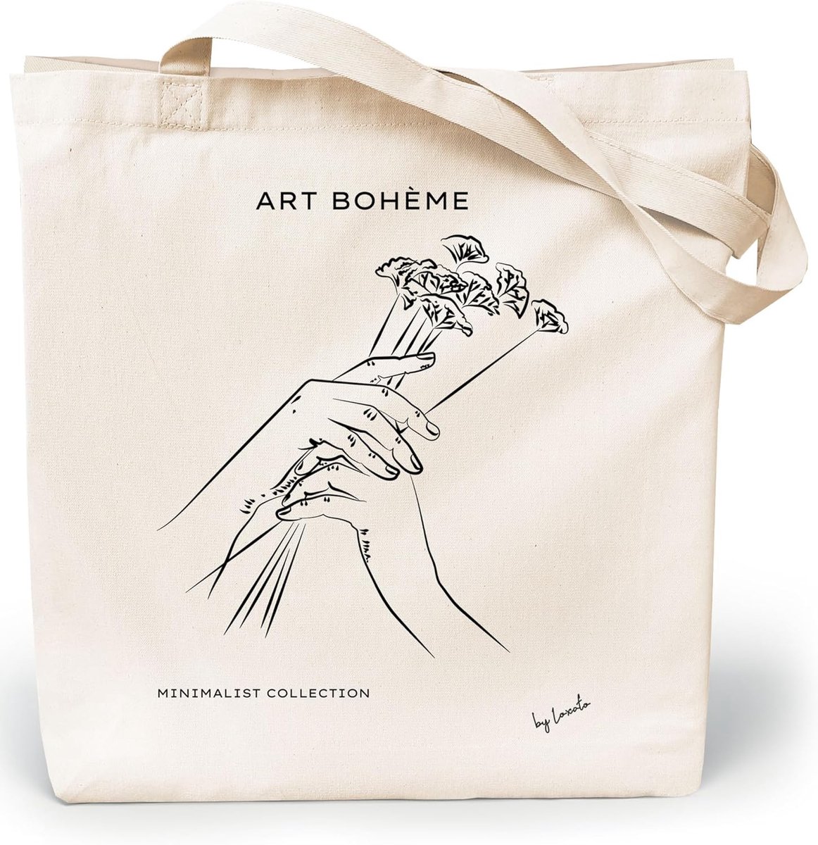 Dames Shopper - Tote Bag Canvas - Kunst Tas van Katoen 35 x 42 cm, Extra Breed 8 cm