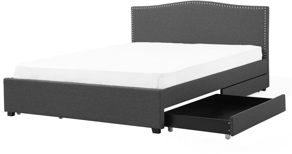 BELIANI MONTPELLIER - Bed met opbergruimte - Grijs - 160 x 200 cm - Polyester