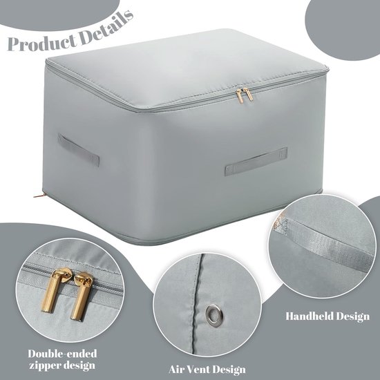 SUPRBIRD Ultra Space Saving Self Compression Organizer, 2 stuks, ultra ruimtebesparende compressie-organizer, tassen, kledingkast, comprimeerbare opbergzakken voor dekens en kleding, grijs