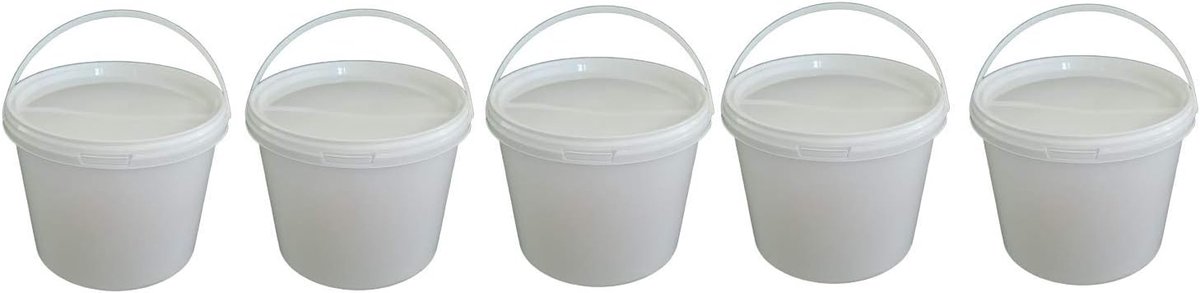 Image of 5x 3 Liter Stapelbare Emmers met Deksel - Voedselveilige Kunststof Containers voor Diverse Toepassingen