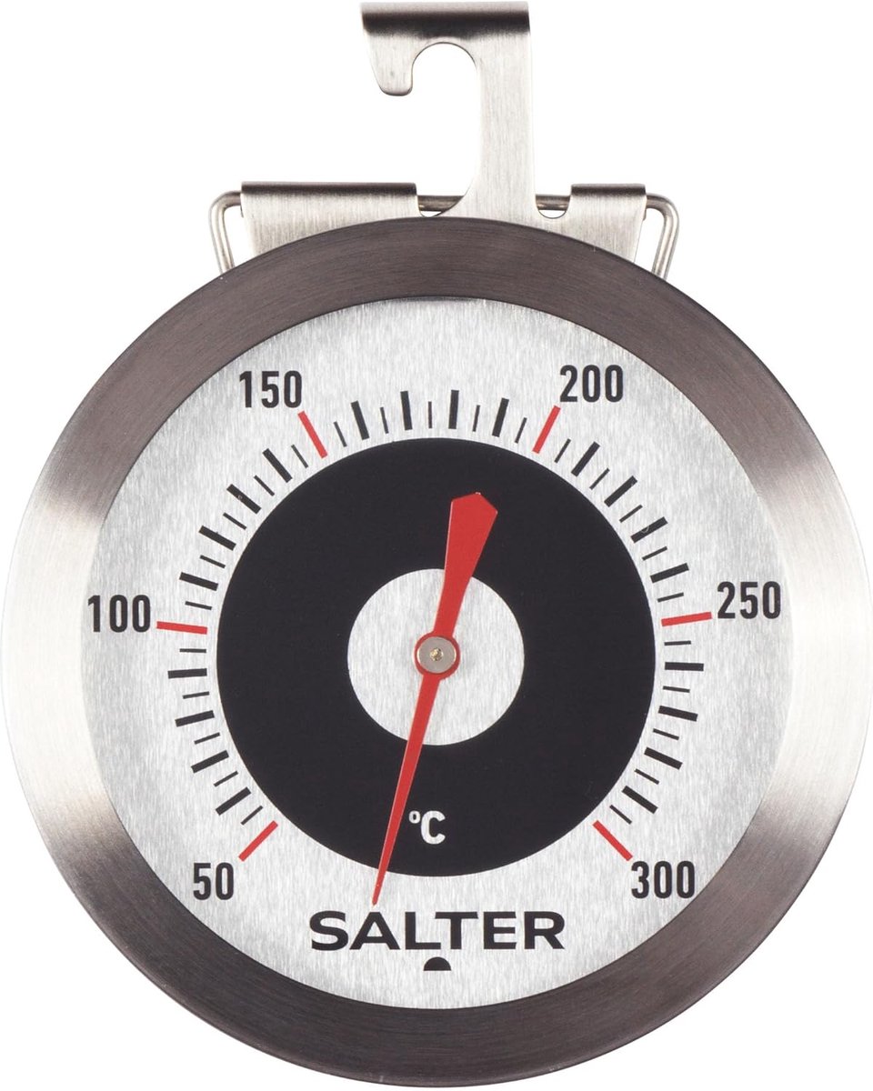 RVS Oven Thermometer - Optimum Temperatuur Koken/Bakken - Verstelbare Kijkhoek - Hangt/Staat op Ovenplank - Bereik 50°C - 300°C