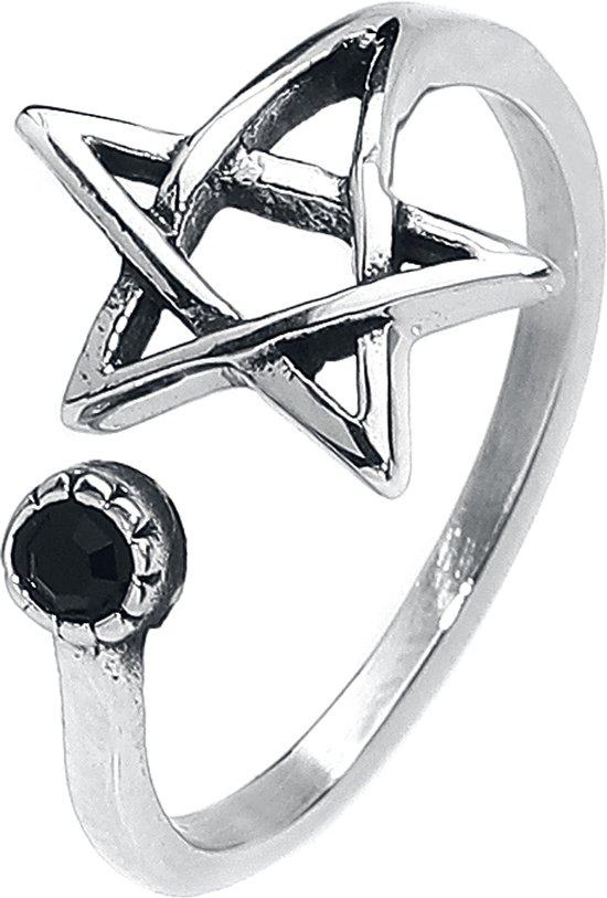 Ring pentagramme etNox argentée XS en acier inoxydable - Gothique