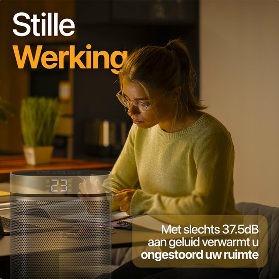 KRAFT Elektrische Kachel - Keramische Ventilatorkachel - Heater - Verwarming Electrisch - 1500W - 70° Draaifunctie
