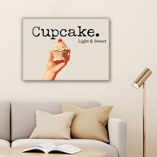 Tableau sur toile 80x60 cm - Décoration murale Cupcake - Bonbon - Cerise - Décoration murale salon - Décoration chambre - Accessoires chambre - Peintures sur toile