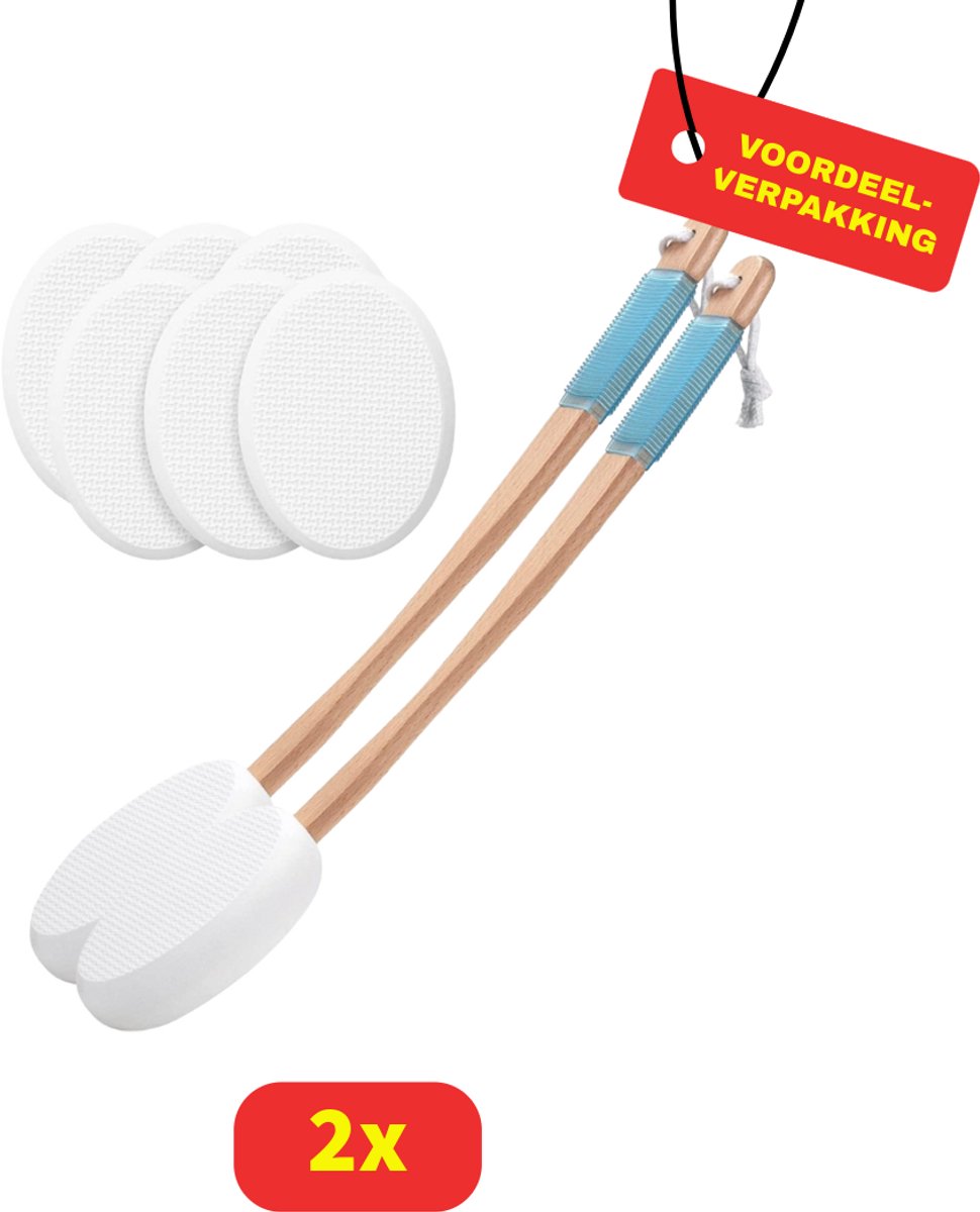 Washulp Rug - Hulpmiddel voor het aanbrengen van lotion op de rug - Wit- Inclusief 4 pads - 2X - Voordeelverpakking