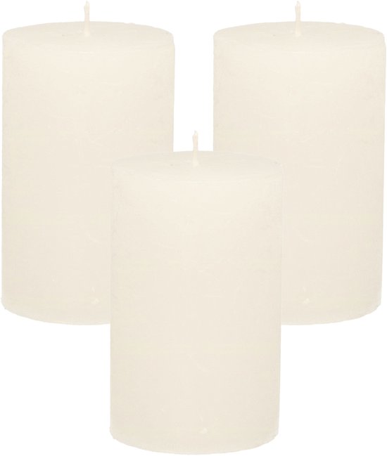 Bougie pilier - lot de 3 - blanche - 5 x 8 cm - petit modèle rustique - bougie cylindrique