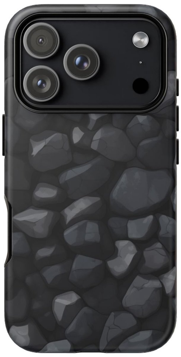 Donkergrijs Steentextuurpatroon – Telefoonhoesje Geschikt voor iPhone 17 Pro
