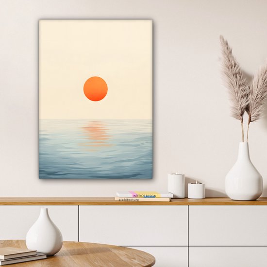 Tableau sur toile 60x80 cm - Décoration murale exclusive Soleil - Oranje - Mer - Décoration murale salon - Décoration chambre - Accessoires chambre - Peintures sur toile