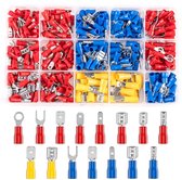 Vwoqiy Set van 280 kabelschoenen, platte stekkers, knelverbinders, assortiment, platte steekhulzen, vorkkabelschoenen, ringkabelschoenen, elektrische connectoren (drie kleuren 280