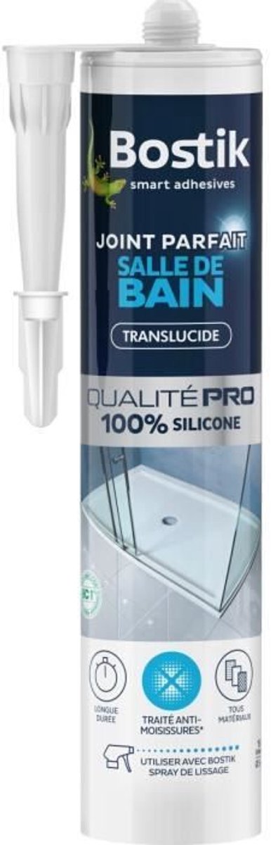 Badkamerkit - BOSTIK - Perfecte voeg - Siliconenafdichting - Schimmelwerend - Transparant - 280 ml
