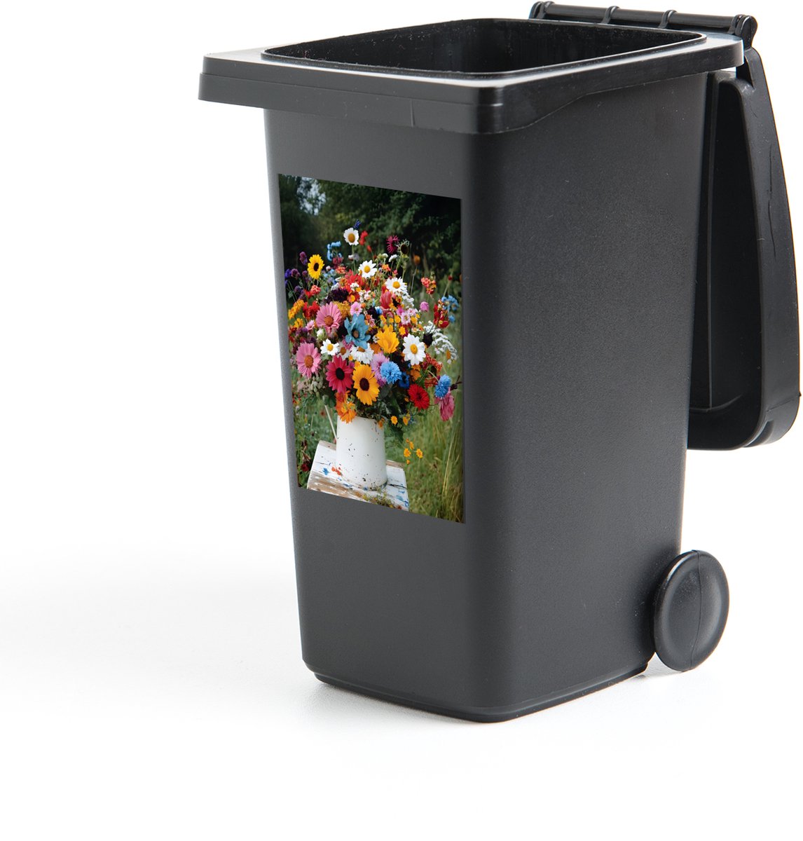 Container sticker Bloemen - Krukje - Gieter - Veld - 40x60 cm - Kliko sticker