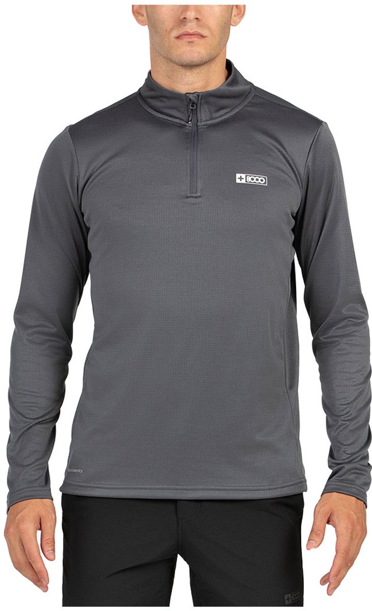 +8000 Portu Half Rits Lange Mouw T-shirt Grijs XL Man