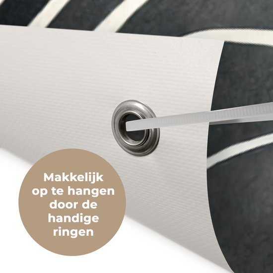 Tuinposter 120x80 cm - Tuindecoratie Lijnen - Patroon - Abstract - Wit - Poster voor in de tuin - Buiten decoratie - Schutting tuinschilderij - Tuindoek muurdecoratie - Wanddecoratie balkondoek