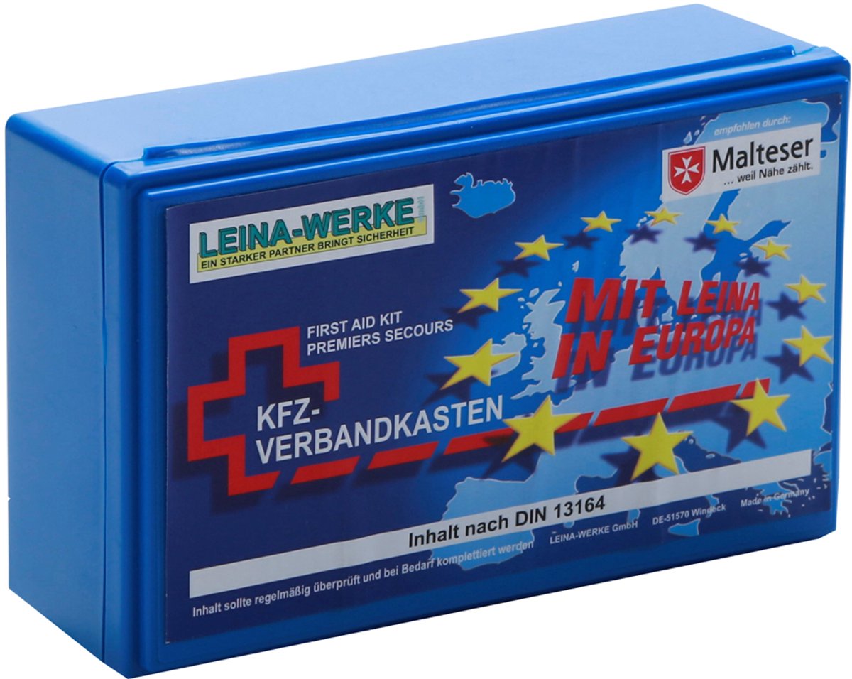 LEINA-WERKE auto-EHBO-kit DIN 13164, blauw, PP-kunststof
