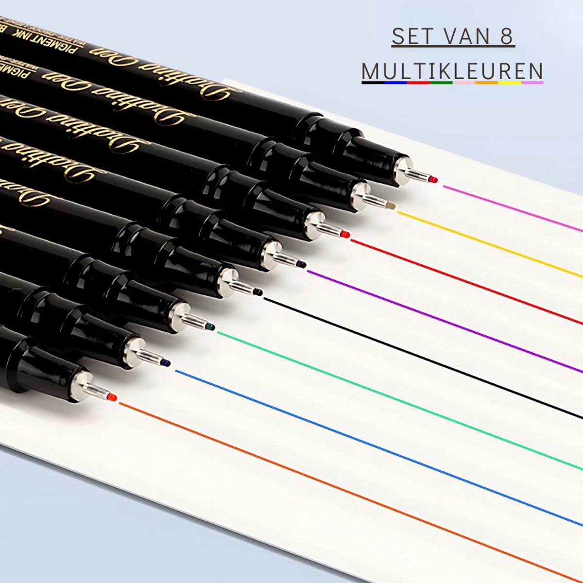 Ainy - Micro Fineliners 0.1mm watervast - Set van 8 kleurrijke fineliner | fine liner kawaii manga / anime tekenen op schetsboek | bullet journal | handlettering | Pigment liner penselen | calligraphy pennen — afbeelding 10
