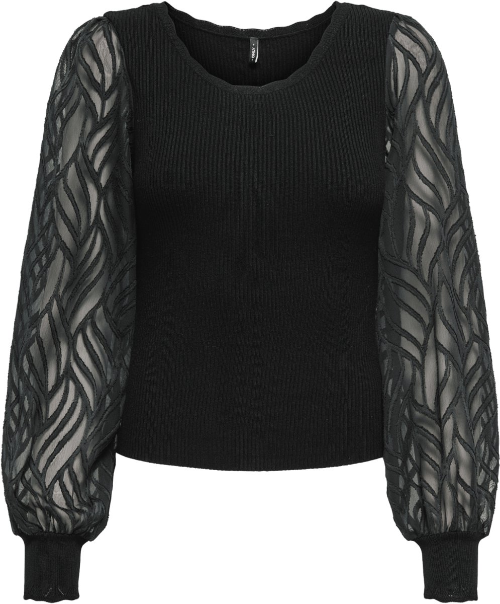 Only Julie Rib Mix Knit Trui Dames Zwart