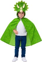 Joya Kids® Verkleedcape Triceratops | Dinosaurus Cape met 3D Dino Kop op Capuchon | Zachte Kindercape met Knuffel Dierenkop | Verkleden | Groene Verkleed Cape | Maat M | 7 tot 9 jaar oud