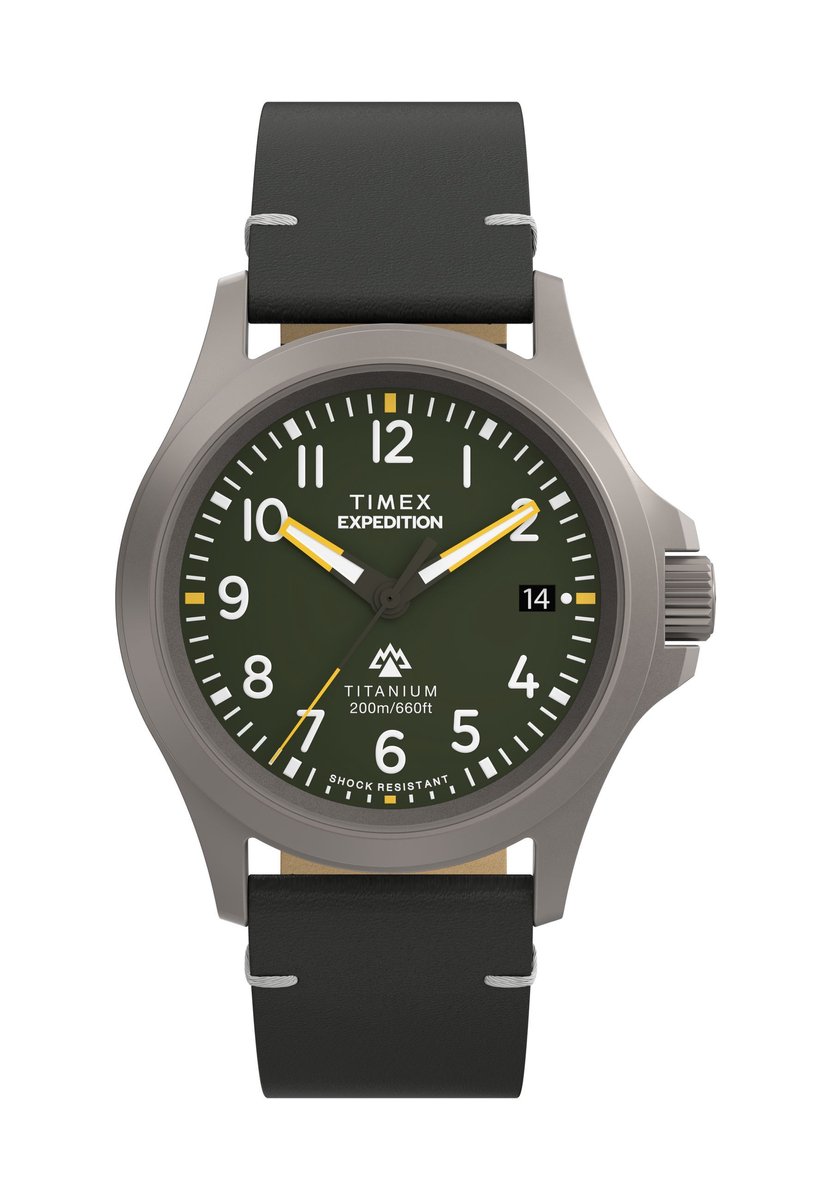 Timex Expedition North Titanium Qa Quartz Analoog Horloge Groente Kast: 100% #Tide Ocean Material® | Armband: 100% Titanium 38 TW2W78000AJ, TW2W78100AJ, TW2W78200AJ