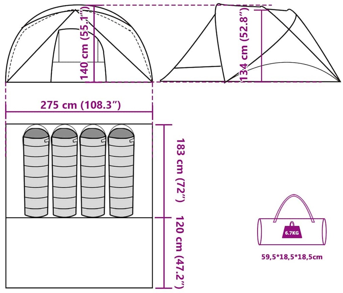 vidaXL - Tent - 4-persoons - waterdicht - groen – foto 7