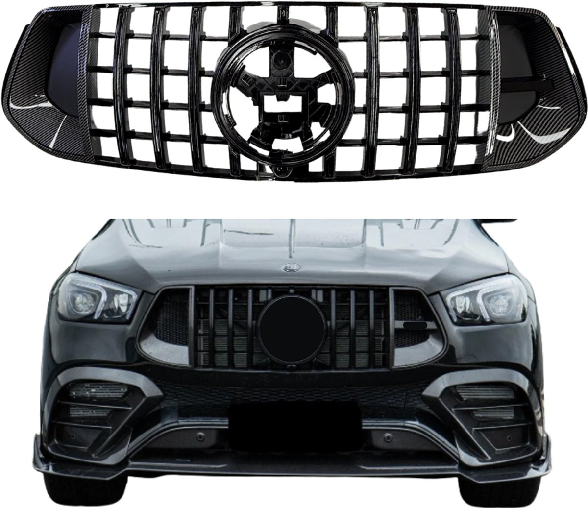 Mercedes GLE W167 SUV, C167 Coupe (2018-2023) B-Look Grill Glans Zwart/Carbon