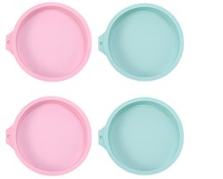 TOVBMUP Airfryer eivormpjes - Set van 4 - Siliconen Airfryer vormpjes - Siliconen eierset - Airfryer cakevormpjes - Herbruikbaar - Roze, Blauw