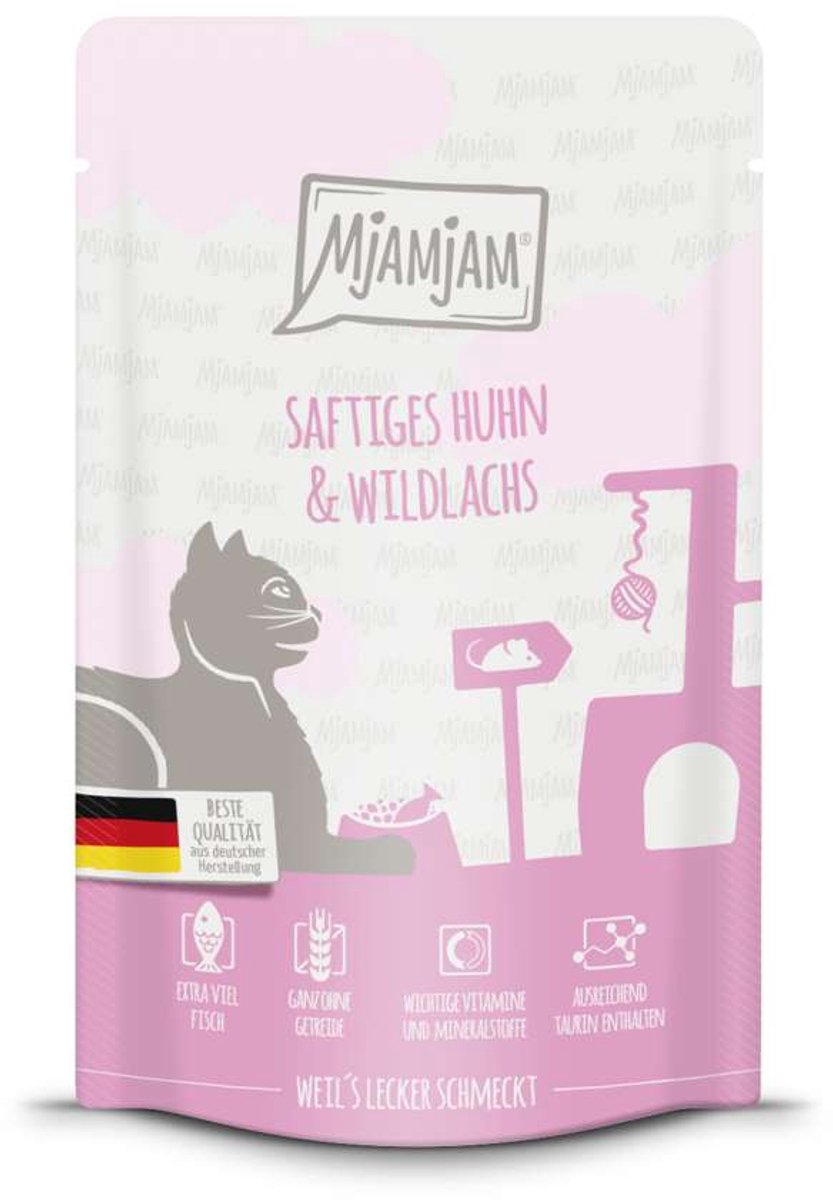 MjAMjAM MjAMjAM Cat - Leckere Mahlzeiten Pouchbeutel 12x125g | Huhn & Lachs