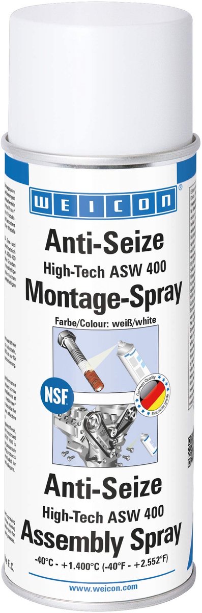 WEICON Anti-Seize High-Tech – Montagespray 400 ml – Anthrazit metaalvrije corrosiebescherming