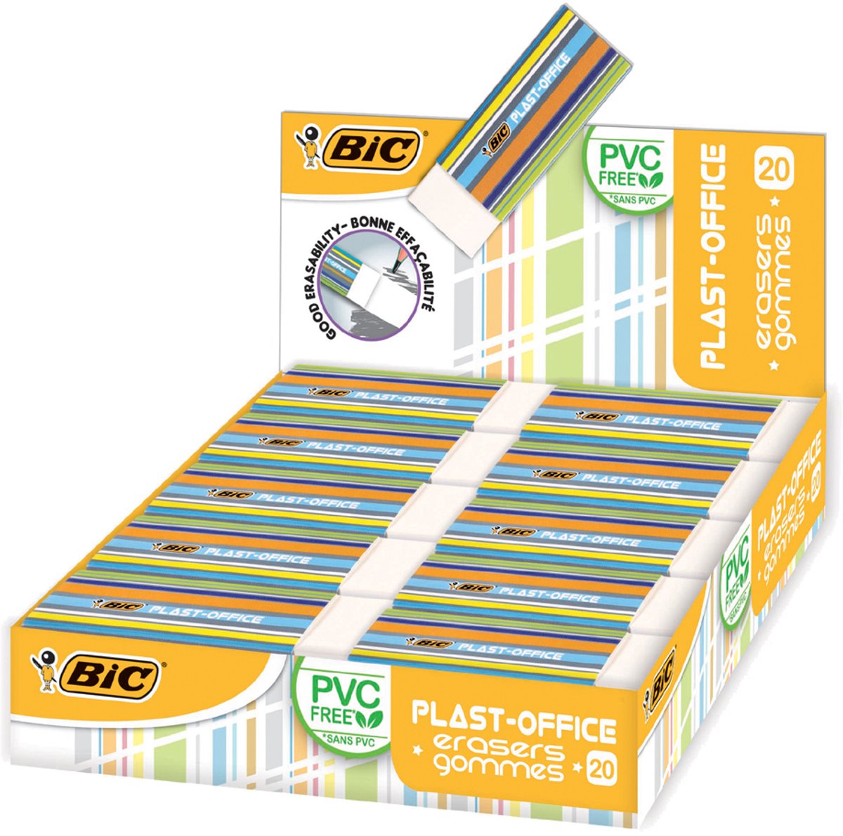 BIC Plast-Office vlakgum Kunststof 20 stuk(s)
