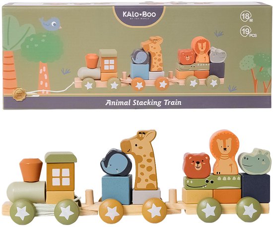 Speelgoedtopdeals - Houten Trein - Wilde Dieren - Stapelblokken – Voertuig - Locomotief - Montessori Educatief Speelgoed