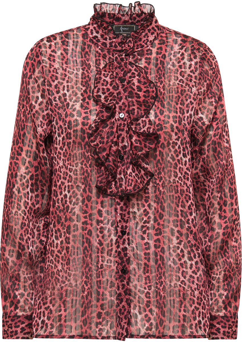faina Blouse met ruches en luipaardprint naemi