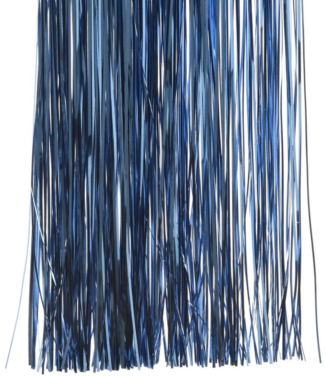 Blauwe kerstversiering folie slierten van 50 cm lengte voor feestelijke kerstdecoratie.