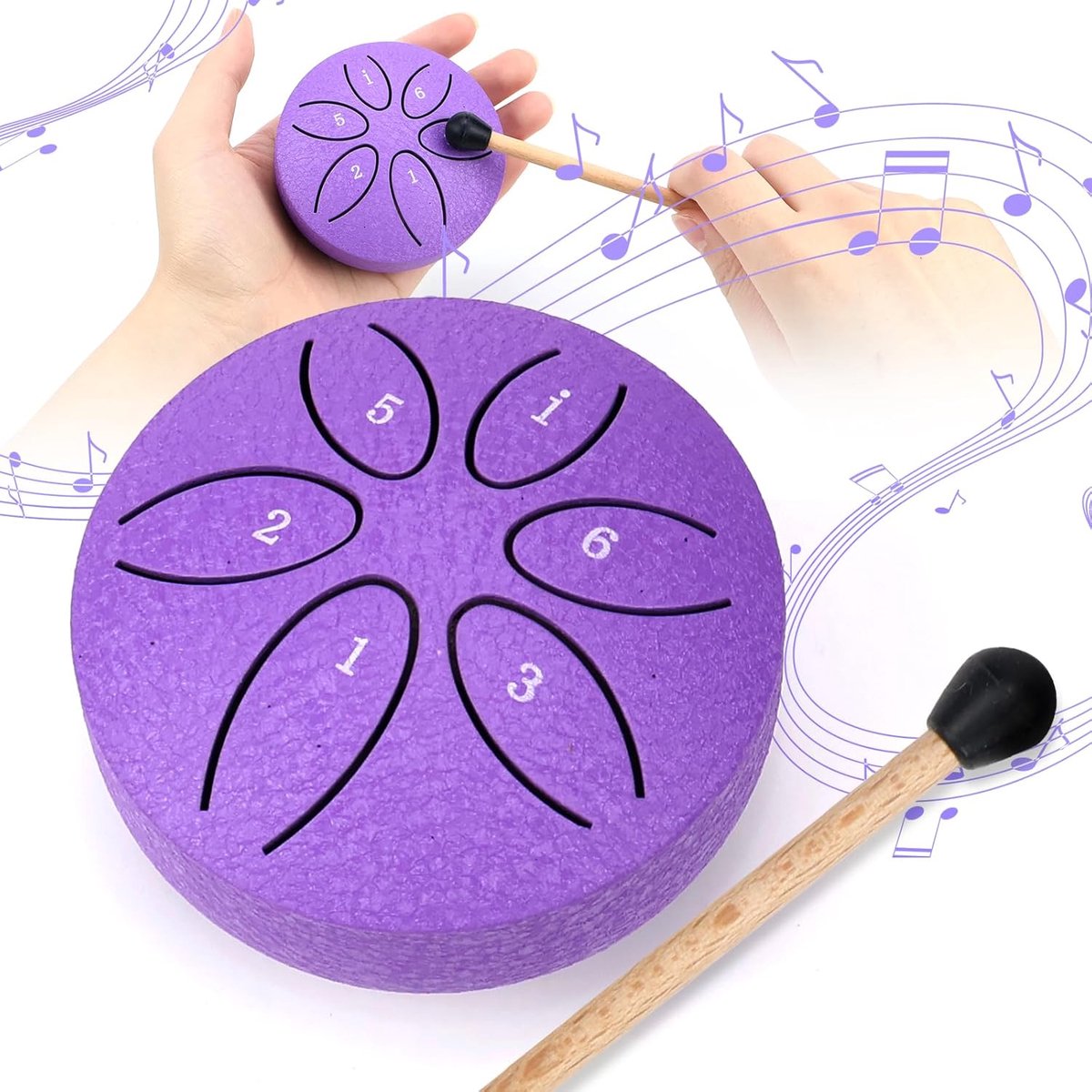 Mini Tongtrommel - Stalen Tongtrommel met 6 Tonen voor Meditatie en Yoga - 8 cm