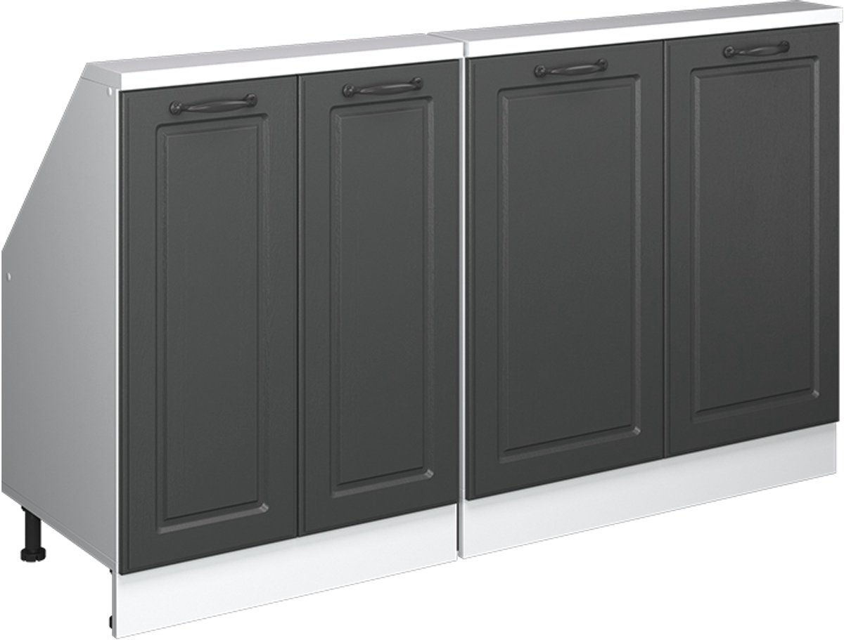 Vicco R-Line Keukenkast voor schuine wand – 140 cm Set van 2 Antraciet landhuis/wit Antraciet landelijk/Wit