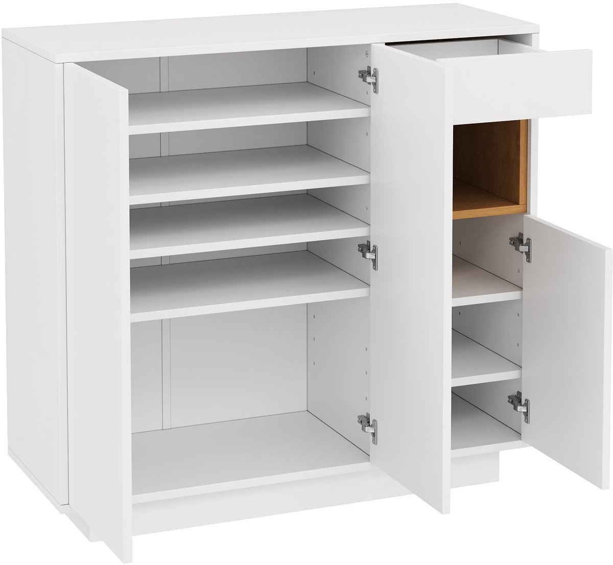 Merax Schoenenkast met Lade LED Verlichting en Verstelbare Planken Wit Houtkleur 105x39,5x100,5 cm