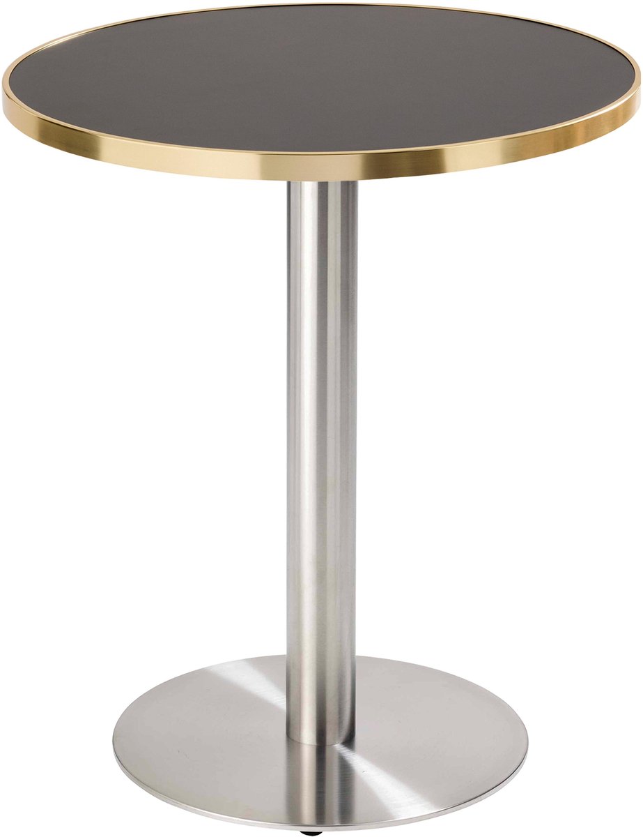 Oviala - Ronde eettafel 60 cm zwart/goud blad en zilveren poot - Montmartre