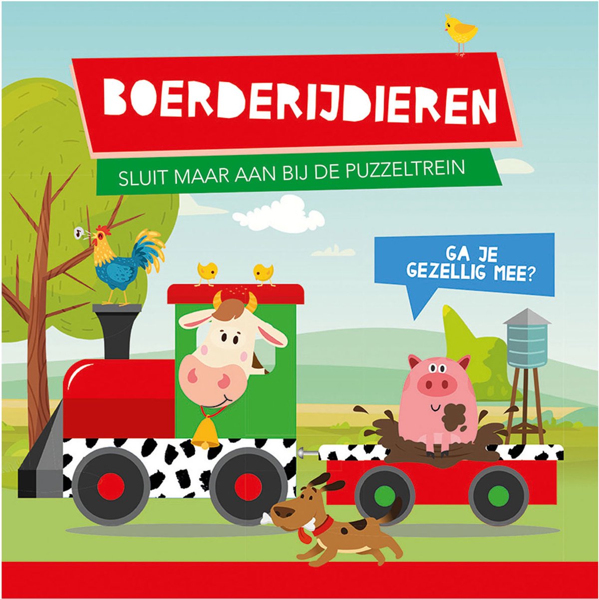 Boerderijdieren- boek + puzzeltrein