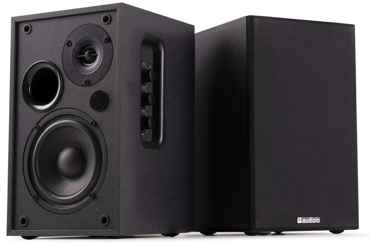 HiFi stereo set - Audizio KS02 - Boekenplank speakers - Bluetooth - 80W - Zwart