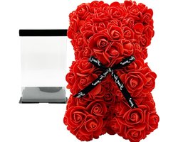 Allecto Plus - Schattige rozenbeer teddybeer bloem rood geschenk voor haar - Verjaardagscadeaus meisje - Valentijnscadeaus vrouw